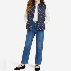HANNA ANDERSSON Quilted Floral Vest | Girls 10 | Ruffle Collar | Preppy Layer